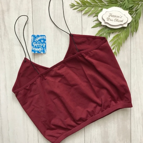 FREE PEOPLE Skinny Strap Brami Crop Top WINE NWT - Picture 5 of 7